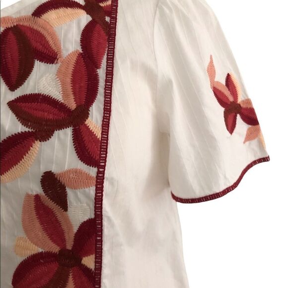 Madewell Fable Embroidered Floral Short Sleeve Smock Top White - Picture 6 of 9